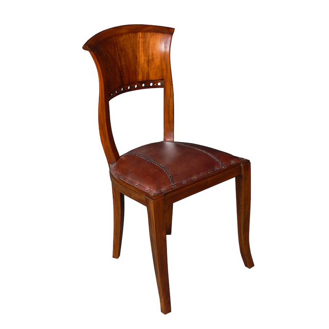 56101 Bidermaier Chair Leather Antique 46x42x92cm