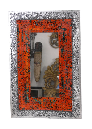82447E Mirror Orange Silver Rect. (40x60 cm)