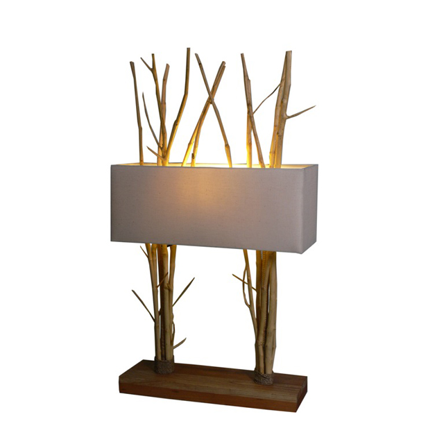 HLN02 Lamp Natural Double Wood (51x21x85 cm)