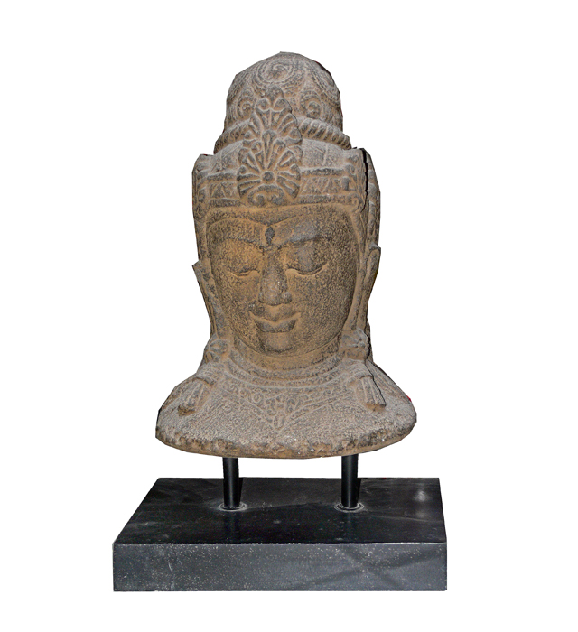 HSS09-Stone-Buddha-Head-Statue-on-Stand