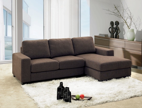 MB-0974 - Sofa Right & Left Angle Brown Fabric (Sofa Bed Fabric)