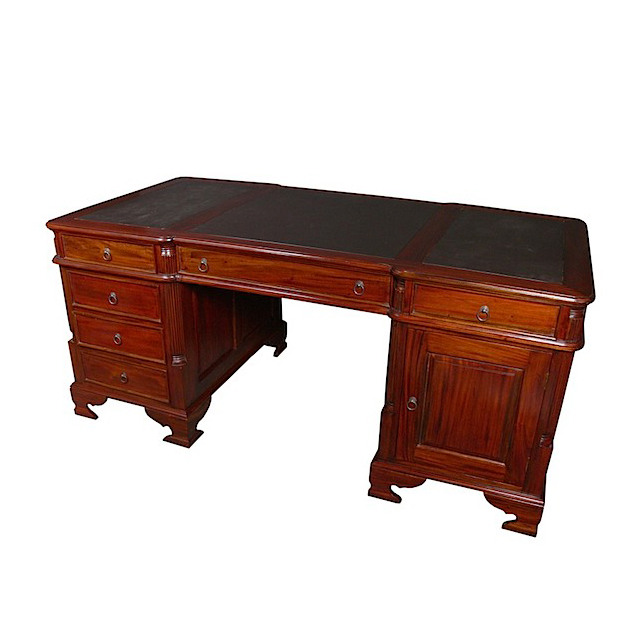 MM247 Desk leather Top 6 Drawers 1 Door