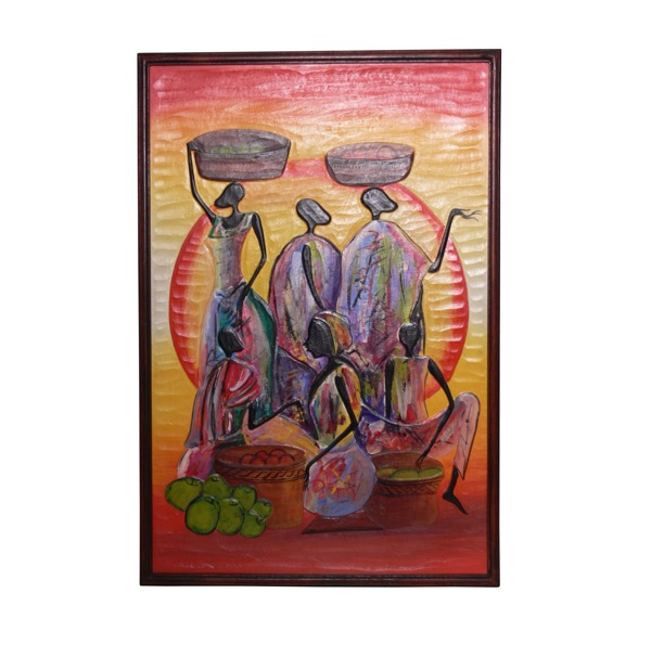 81947 African Painting On Wood 40x80cm