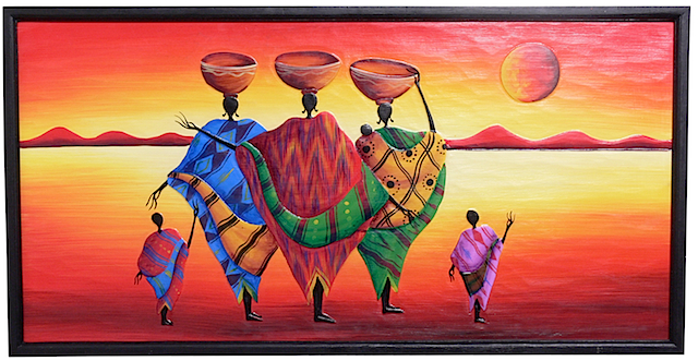 81943 African Painting On Wood 100x50cm